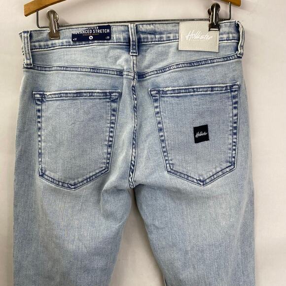NWT Hollister Advanced Stretch Stacked Skinny Men’s Jeans 32x30 Light Blue Denim - Picture 9 of 12